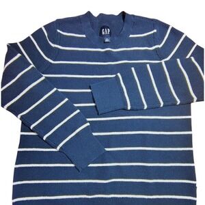 GAP‎ Women's Navy White Striped Crew Neck Knit Sweater Nautical fisherman Size M